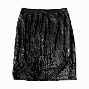 Black Sequin Holiday Straight Pencil Skirt Formal Party Corpcore Sparkly S‎